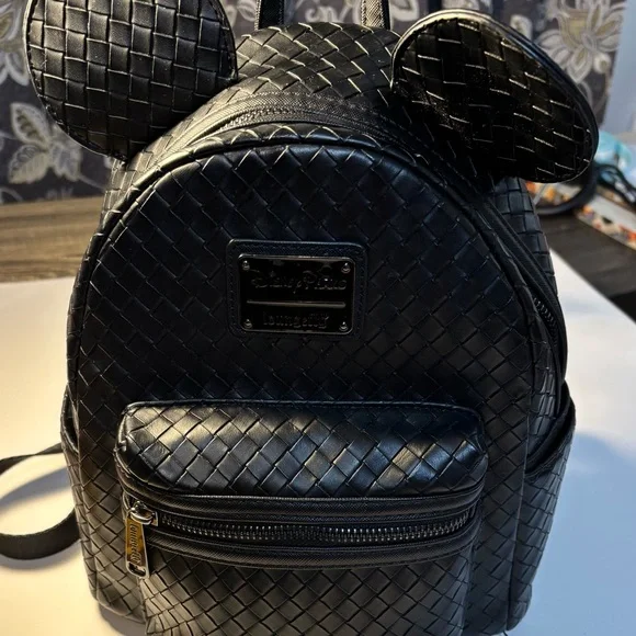 Loungefly Black Woven Backpack with Ears - Picture 6 of 6